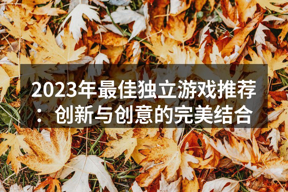 2023年最佳独立游戏推荐：创新与创意的
