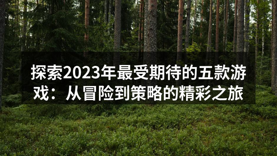 探索2023年最受期待的五款游戏：从冒险到策略的精彩之旅