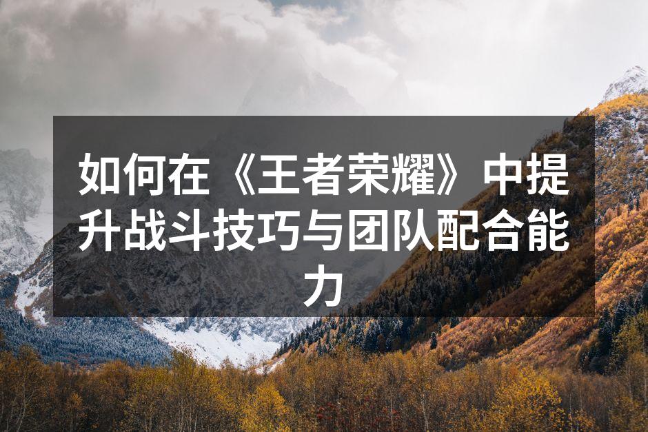 如何在《王者荣耀》中提升战斗技巧与团队配