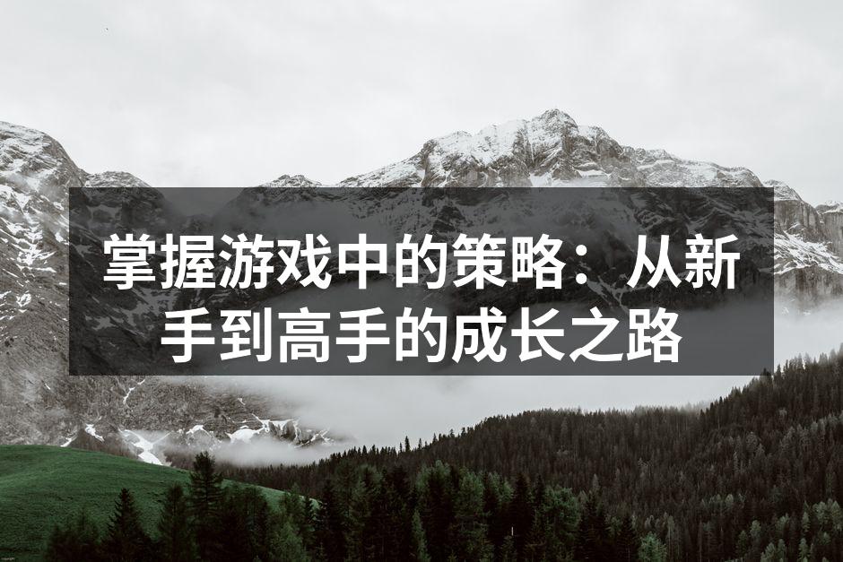 掌握游戏中的策略：从新手到高手的成长之路